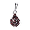 Silver pendant with czech garnet, rhodium plated - drop                                             