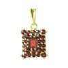Silver pendant with czech garnet, gold plated - rectangle                                           