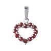 Silver pendant with czech garnet, rhodium plated - heart                                            