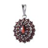 Silver pendant with czech garnet, rhodium plated - oval                                             