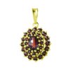 Silver pendant with czech garnet, gold plated - oval                                                