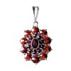 Silver pendant with czech garnet, rhodium plated - oval                                             