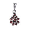 Silver pendant with czech garnet, rhodium plated - flower                                           