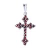 Silver pendant with czech garnet, rhodium plated - cross                                            