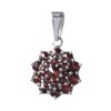 Silver pendant with czech garnet, rhodium plated - flower                                           