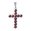 Silver pendant with czech garnet, rhodium plated - cross                                            