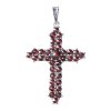 Silver pendant with czech garnet, rhodium plated - cross                                            