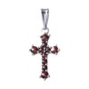 Silver pendant with czech garnet, rhodium plated - cross                                            
