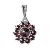 Silver pendant with czech garnet, rhodium plated - flower                                           