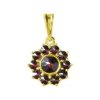 Silver pendant with czech garnet, gold plated - flower                                              