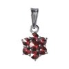Silver pendant with czech garnet, rhodium plated - flower                                           