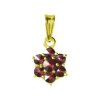 Silver pendant with czech garnet, gold plated - flower                                              