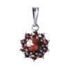 Silver pendant with czech garnet, rhodium plated - flower                                           