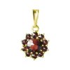 Silver pendant with czech garnet, gold plated - flower                                              