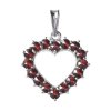 Stříbrný přívěsek s českým granátem, rhodiovaný - srdce