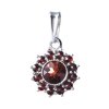 Silver pendant with czech garnet, rhodium plated - flower                                           