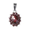 Silver pendant with czech garnet, rhodium plated - oval                                             