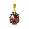 Silver pendant with czech garnet, gold plated - oval                                                