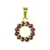Silver pendant with czech garnet, gold plated - circle                                              