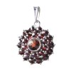 Silver pendant with czech garnet, rhodium plated - flower                                           