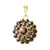 Silver pendant with czech garnet, gold plated - flower                                              