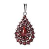 Silver pendant with czech garnet, rhodium plated - drop                                             