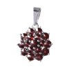 Silver pendant with czech garnet, rhodium plated - flower                                           