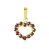 Silver pendant with czech garnet, gold plated - heart                                               