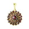 Silver pendant with czech garnet, gold plated - flower                                              