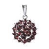 Silver pendant with czech garnet, rhodium plated - circle                                           