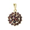 Silver pendant with czech garnet, gold plated - circle                                              