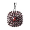 Silver pendant with czech garnet, rhodium plated - square                                           