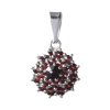 Silver pendant with czech garnet, rhodium plated - flower                                           