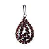 Silver pendant with czech garnet, rhodium plated - drop                                             