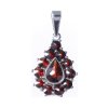 Silver pendant with czech garnet, rhodium plated - drop                                             