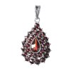 Silver pendant with czech garnet, rhodium plated - drop                                             