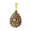 Silver pendant with czech garnet, gold plated - drop                                                