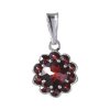 Silver pendant with czech garnet, rhodium plated - flower                                           