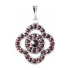 Silver pendant with czech garnet, rhodium plated - flower                                           
