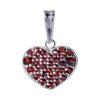 Silver pendant with czech garnet, rhodium plated - heart                                            