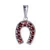 Silver pendant with czech garnet, rhodium plated - horseshoe                                        