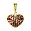 Silver pendant with czech garnet, gold plated - heart                                               