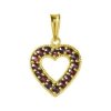 Silver pendant with czech garnet, gold plated - heart                                               