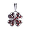 Silver pendant with czech garnet, rhodium plated - four-leaf clover                                 