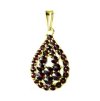 Silver pendant with czech garnet, gold plated - drop                                                