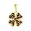 Silver pendant with czech garnet, gold plated - four-leaf clover                                    
