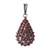 Silver pendant with czech garnet, rhodium plated - drop                                             