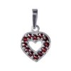 Silver pendant with czech garnet, rhodium plated - heart                                            