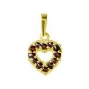 Silver pendant with czech garnet, gold plated - heart                                               