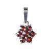 Silver pendant with czech garnet, rhodium plated - flower                                           